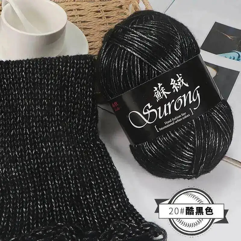 100g Metallic Hand knitting Yarn Crocheting silk acrylic Yarn to knit sweater blanket hat line Crocheting bag slipper Thread Oasis Select 20 Cool Black