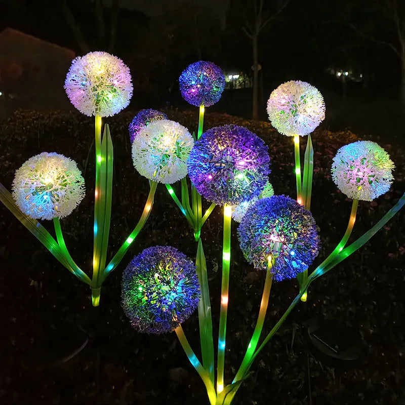 3 Solar Dandelion Lamps, Outdoor Ground Insert Lawn and Courtyard Decorative Lamps, LED Scallion Ball Flower Landscape Lamps Oasis Select