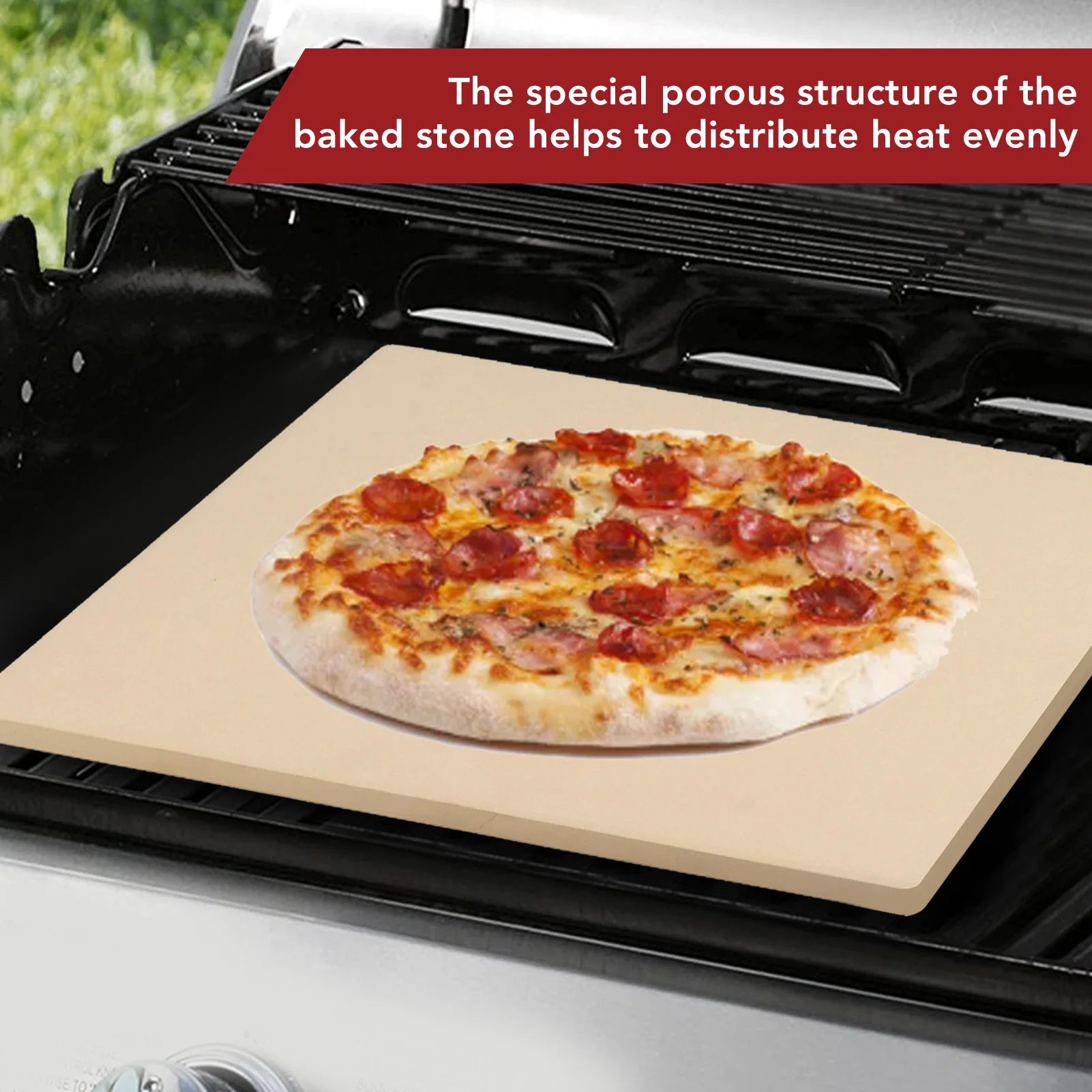 Grill Pizza Stone Rectangular Pizza Stone 12x15in Uniform Heat Distribution Easy To Clean Cordierite Baking Stone for Oven Grill Oasis Select
