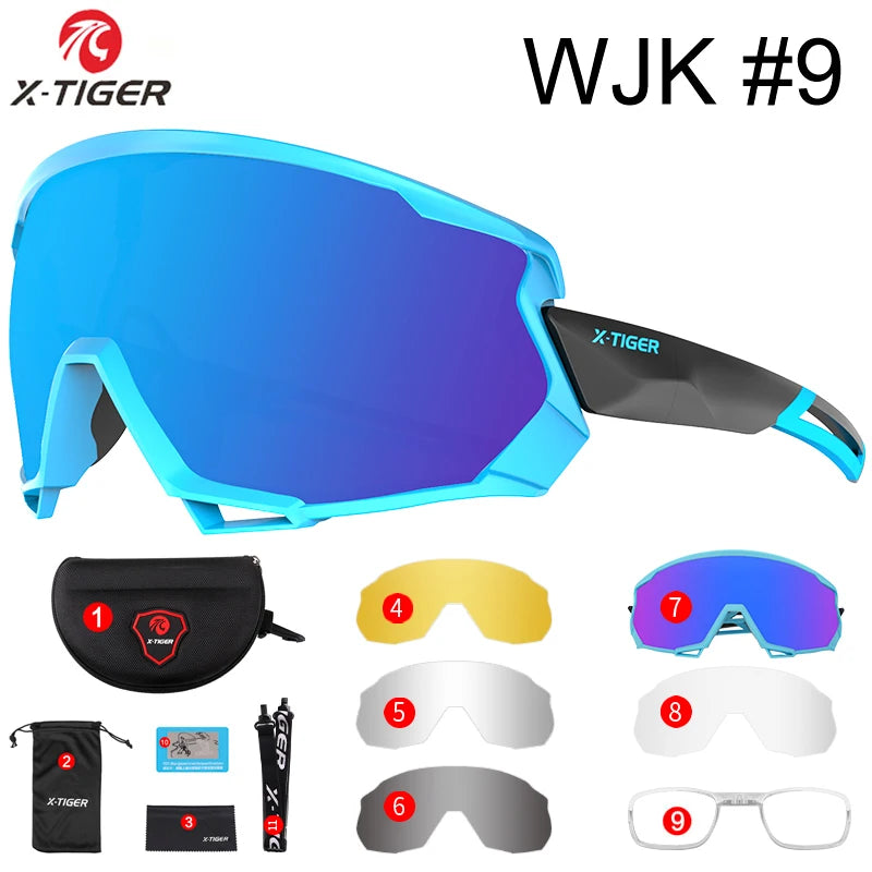 X-TIGER Bike Polarized Sports Sunglasses with 5 Interchangeable Lenses for Mens Womens Baseball Running Fishing Cycling Eyewear Oasis Select X-YJ-WJK09-5