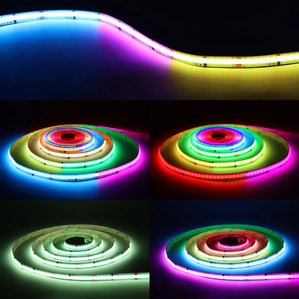 WS2811 Addressable SPI Dream Color LED Strip Light 576LEDs/M FCOB RGBIC Flexible WS2812B COB Ribbon 10mm 12V Led Lights RA90 Oasis Select