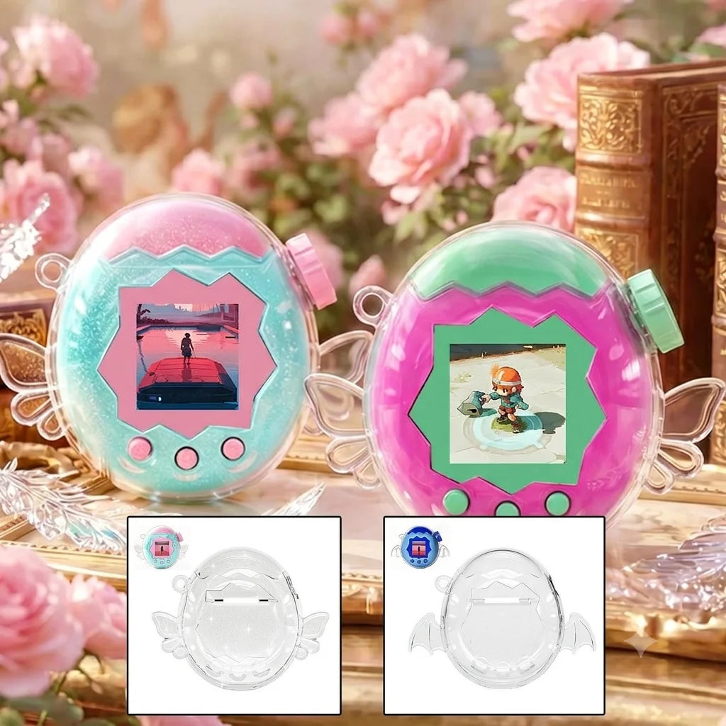 For Tamagotchi Paradise Protective Case Glitter Clear Shell Cover Shockproof Scratch-Resistant Protector for Angel Virtual Pet Oasis Select