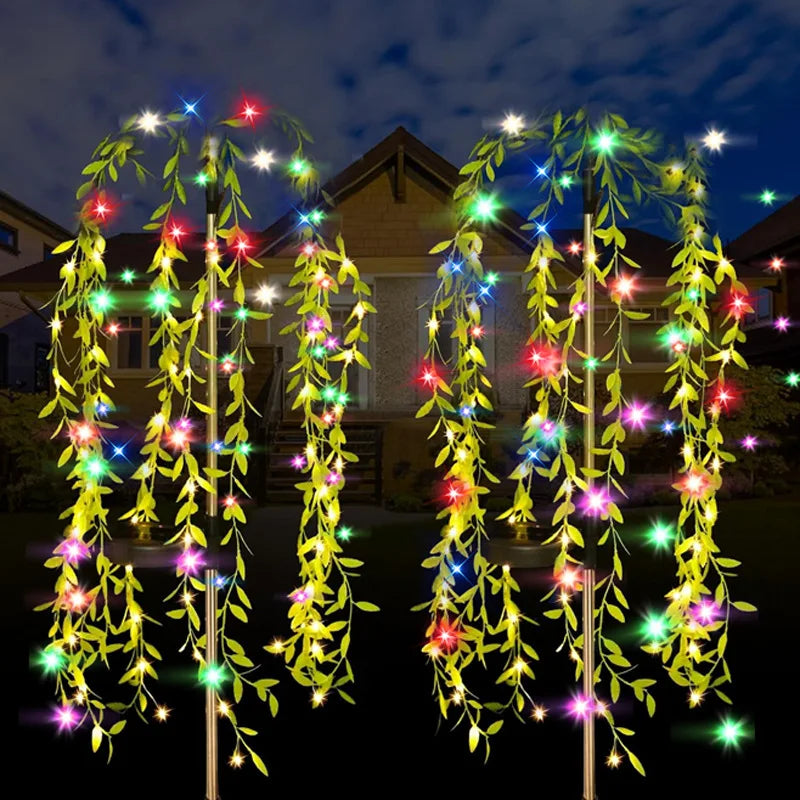 Solar-powered Simulated Willow Branch Tree Lights, String Lights, Outdoor Garden Full of Stars, and Ground-inserted Lawn Lights Oasis Select