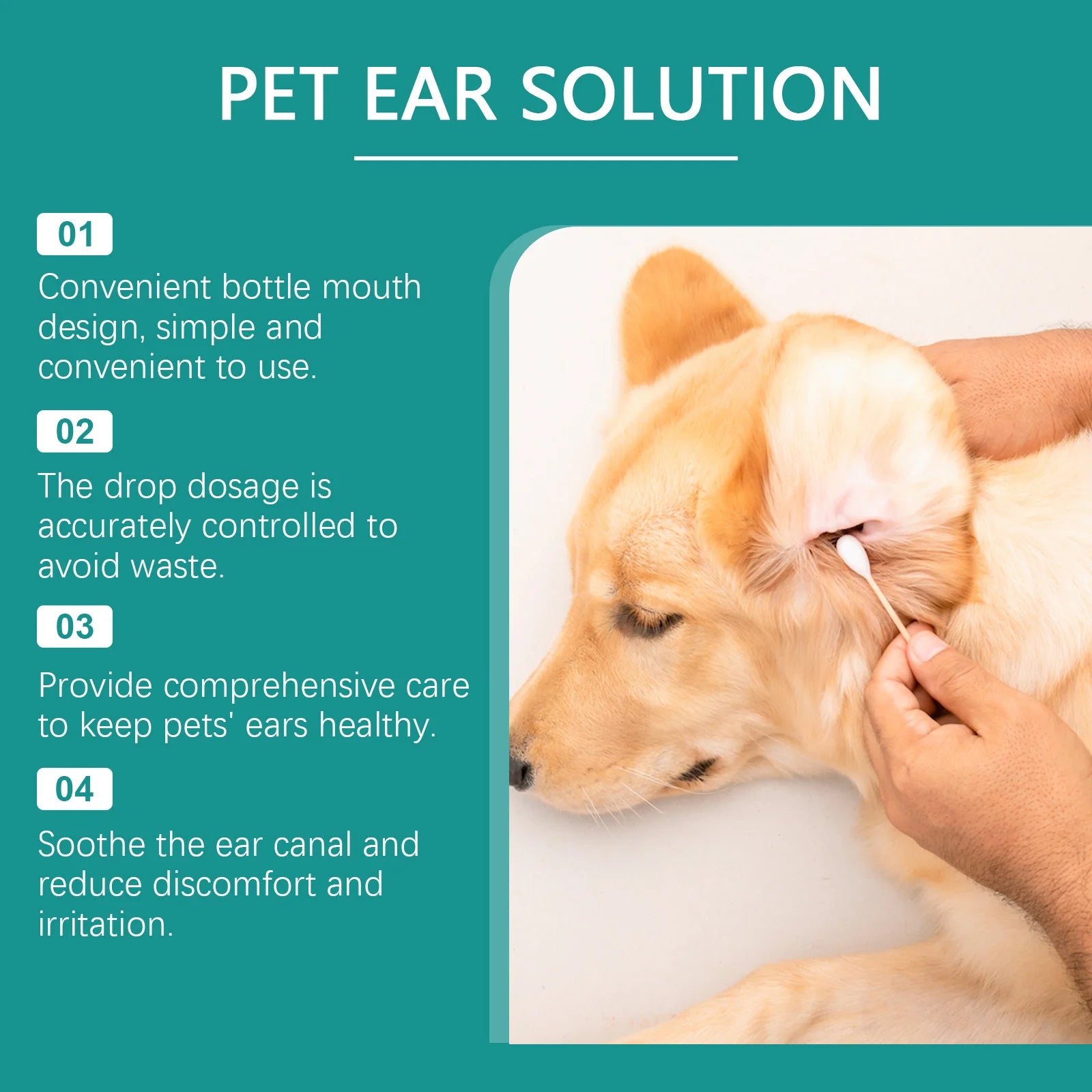 Pet Ear Cleaner Remove Ear Mites Odor Removal Dirt Relieve Itching Reduce Redness Soothing Nourishing Deodorization Pet Ear Care Oasis Select