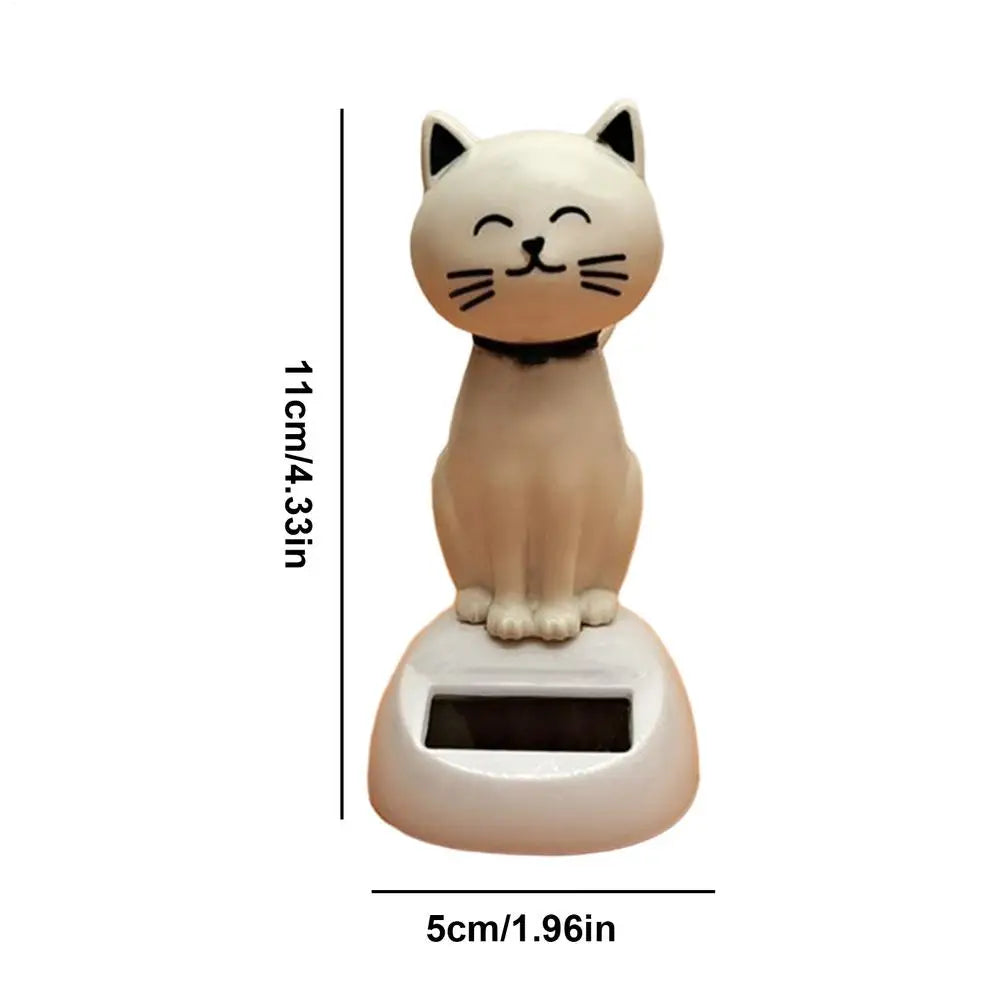 Solar Shaking Cat Car Decoration Cartoon Cat Toy Dashboard Decorations Solar Shaking Head Doll Black Cat Small Gadget Decor Oasis Select B