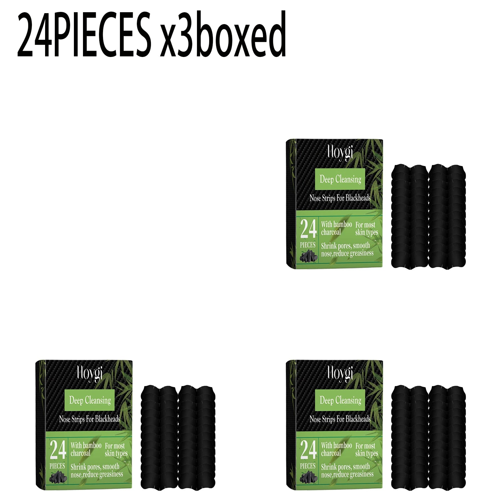 Bamboo Charcoal Blackhead Nose Strips 24pc – Deep Pore Clean