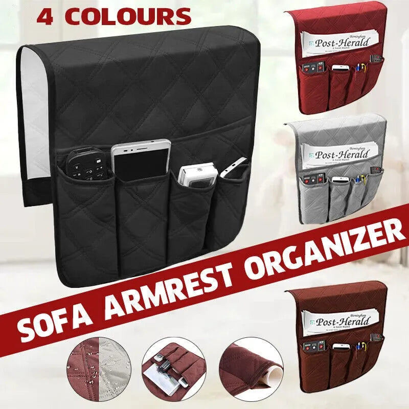 Sofa Armrest Organizer with 5 Pockets and Cup Holder Tray Couch Armchair Hanging Storage Bag for TV Remote Control Cellphone Oasis Select