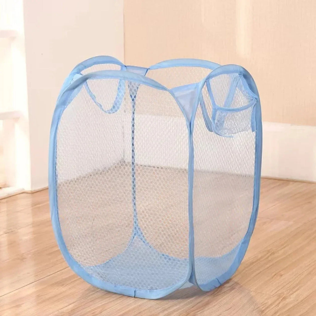 Folding Household Laundry Storage Basket Mesh Dirty Clothes Storage BasketToy Storage Bag Household Storage Bucket Oasis Select SKY BLUE