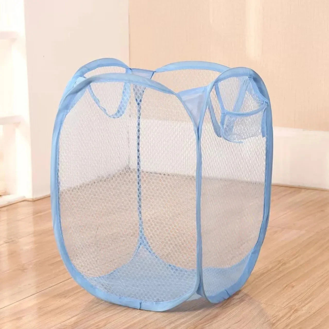 Folding Household Laundry Storage Basket Mesh Dirty Clothes Storage BasketToy Storage Bag Household Storage Bucket Oasis Select SKY BLUE