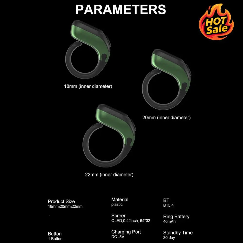 BT5.4 Smart Ring Counter Adjustable Sizes 18mm 20mm 22mm OLED Display Ring Counters Rechargeable for Vibration Prayer Reminders Oasis Select