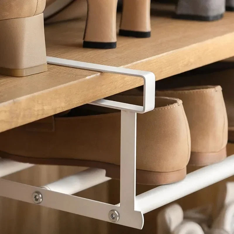 Adjustable Shoe Rack | Space-Saving Layered Organizer For Home Shoe Cabinets | Under-Shelf Shoe Holder With Hanging Basket Oasis Select