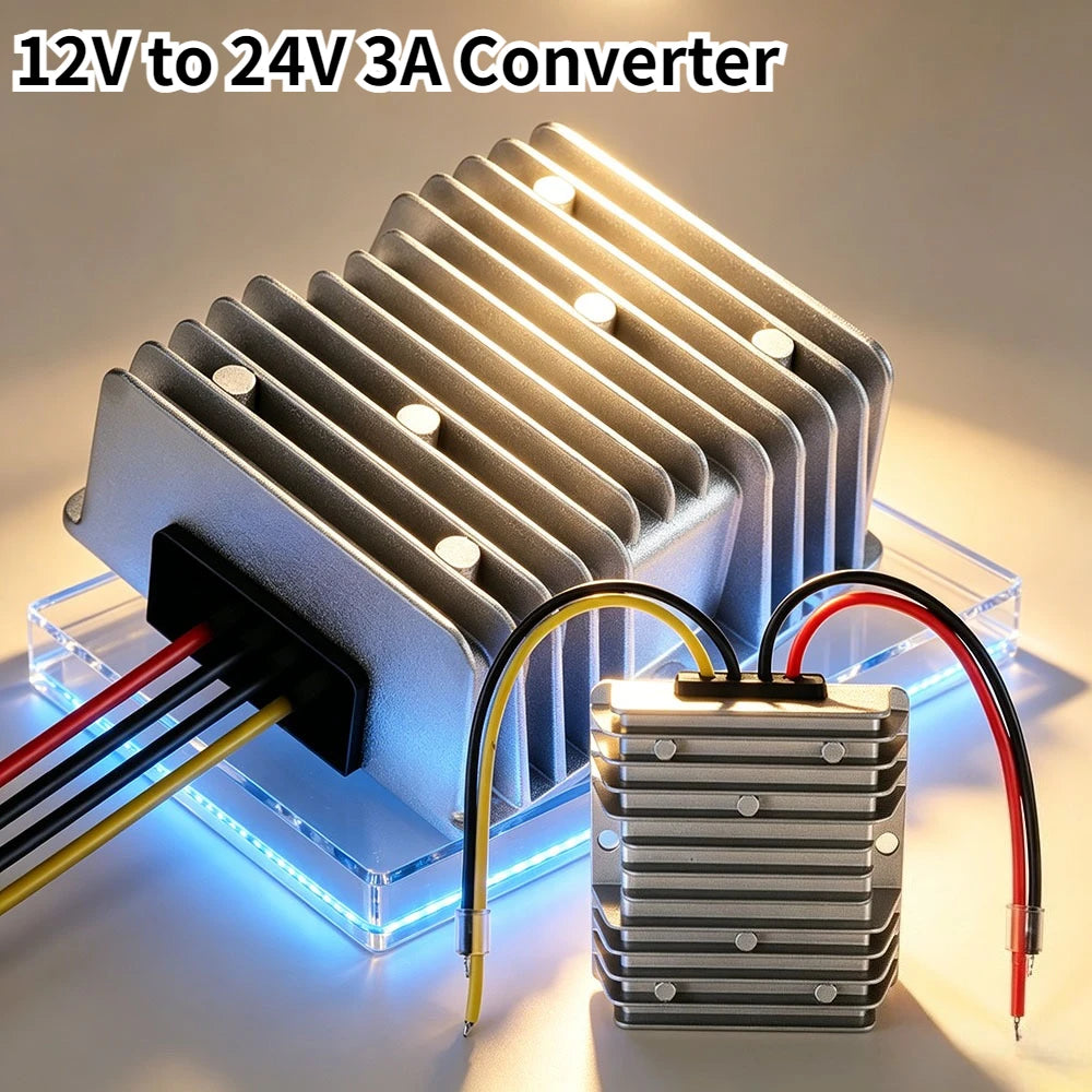 12V Step Up to 24V 3A Converter Voltage Regulator Voltage Booster IP68 Waterproof Power Supply Module for Car Truck Vehicle Boat Oasis Select
