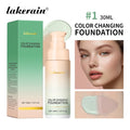 Lakerain 30ml Color Changing Foundation Long-lasting Moisturizing Even Skin Tone Liquid Coverage Lightweight Base Natural Makeup Oasis Select army green