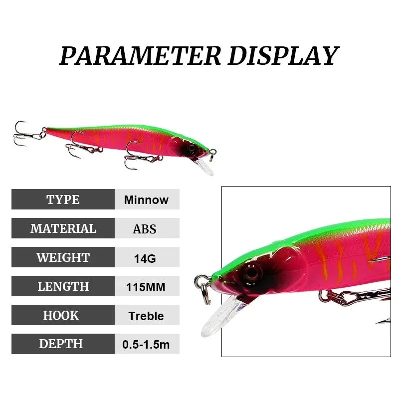 1/2pcs Fishing Lure 11.5cm/14g Minnow Crankbait Wobblers 3D Eyes Perch Artificial Bait Pike Carp Bait Swim Bait Fishing Pesca Oasis Select