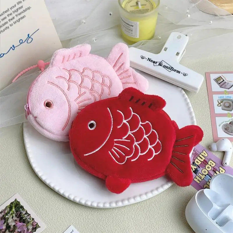Koi Fish Plush Coin Purse – Cute Zipper Wallet & Earbud Pouch Plush Coin Purse Oasis Select