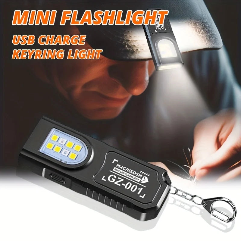Mini LED Keychain Flashlight 550LM Type-C Rechargeable Magnetic Torch