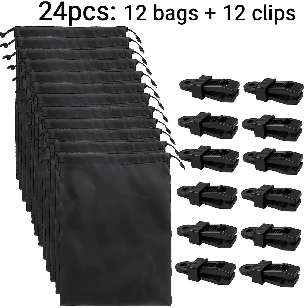 4/8/16/24pcs Windproof Outdoor Door Curtain Weighted Bag Clip, Bow Porch, Terrace, Patio, Gazebo, Porch, Courtyard Essential Oasis Select 24pcs-12bags 12Clips Other