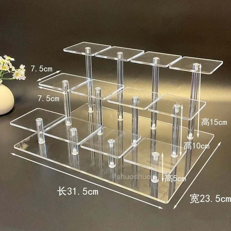 Acrylic Square Display Stand for Figurines, Perfume & Jewelry