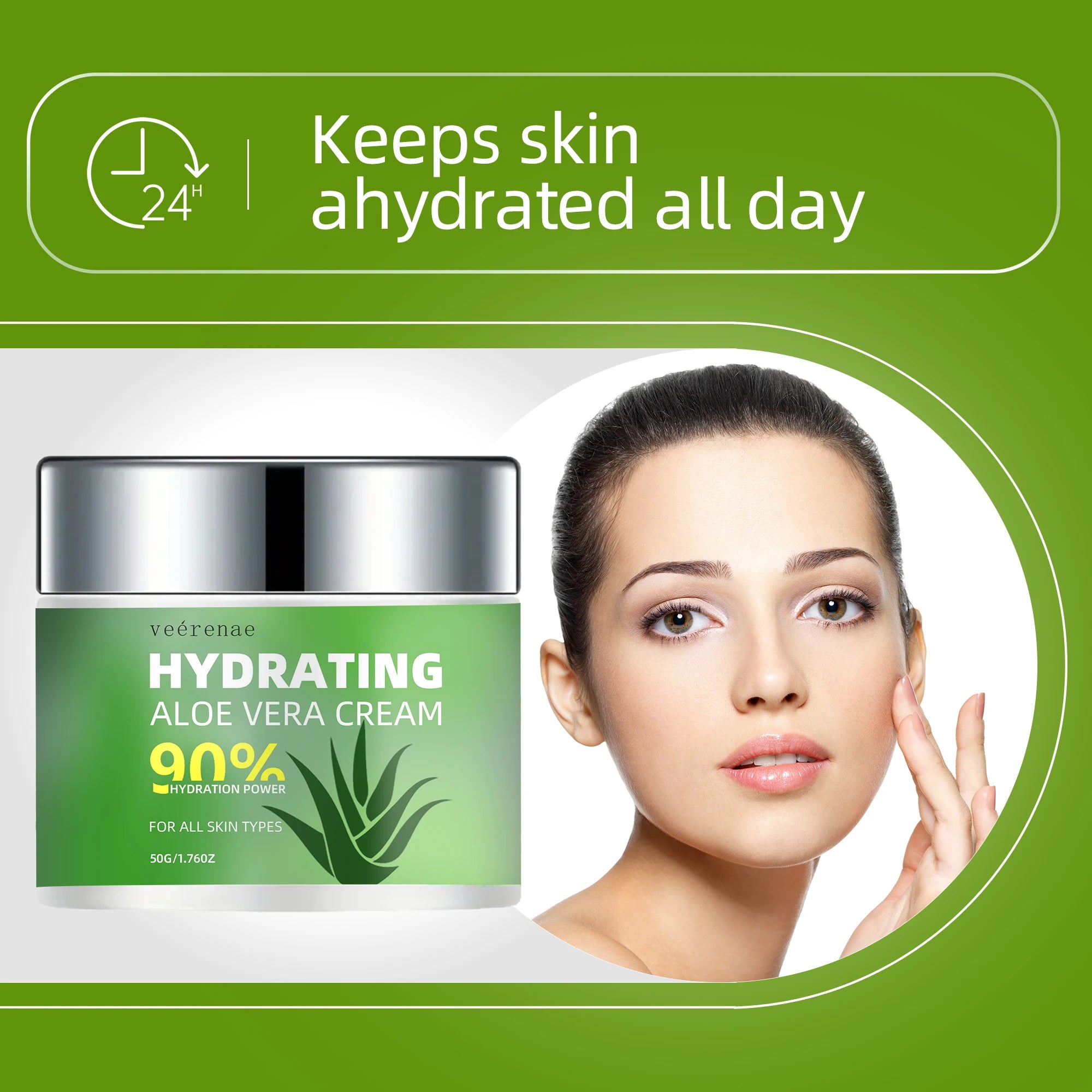 Veérenae Aloe Vera Face Cream – Hydrating, Non-Greasy Moisturizer Aloe Vera Face Cream Oasis Select