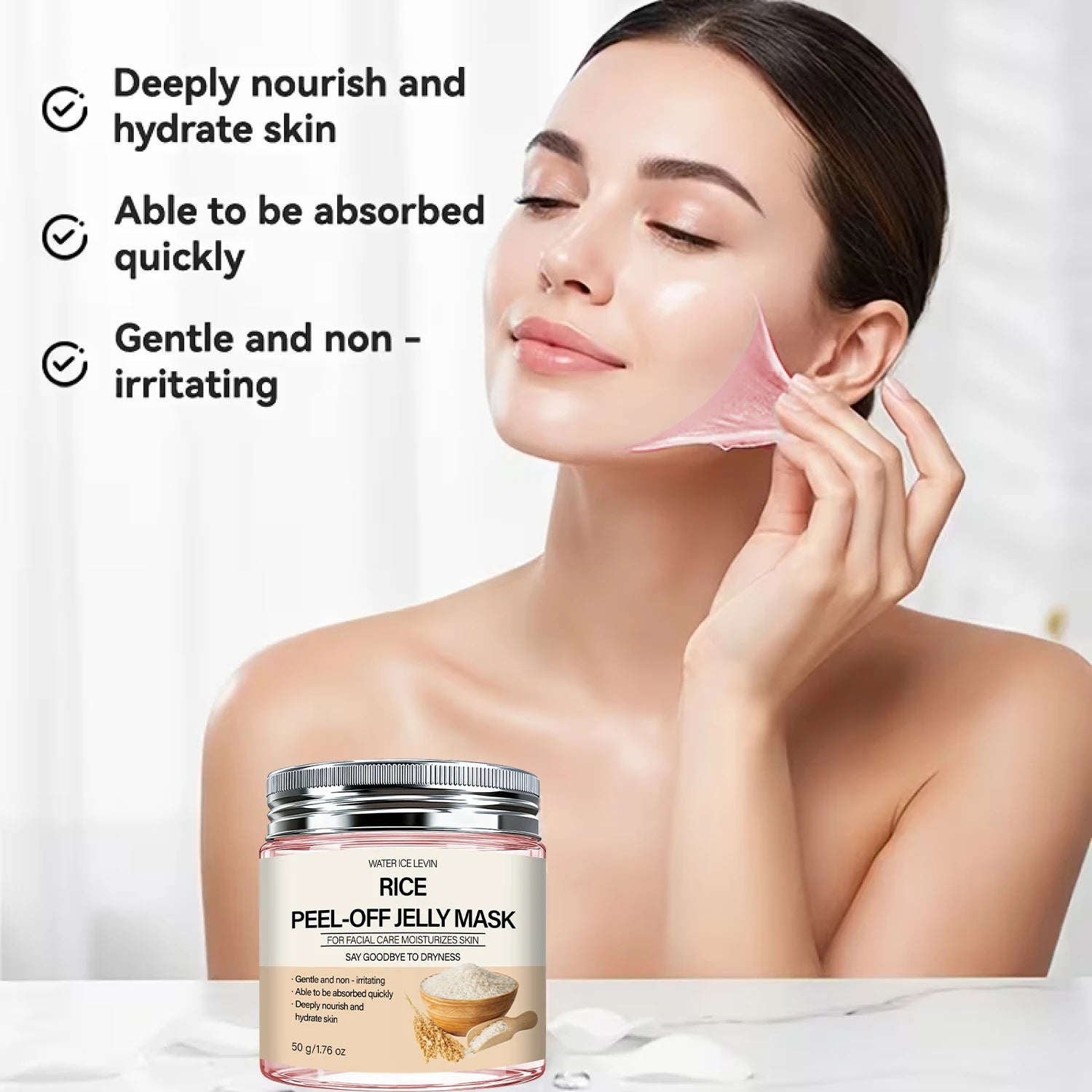 Rice Peel-Off Jelly Mask – Collagen & Hyaluronic Acid Firming Peel-Off Face Mask Oasis Select