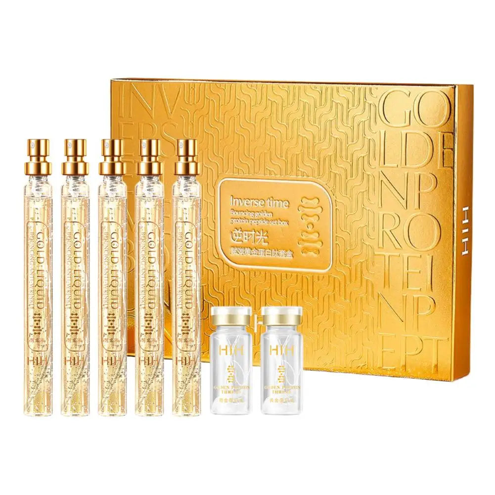 Soluble Face Lifting Threads Collagen Facial Essence Kit - Golden Protein Peptide, Inverse Time Anti-Aging, Skin Firming Care Oasis Select 1kit