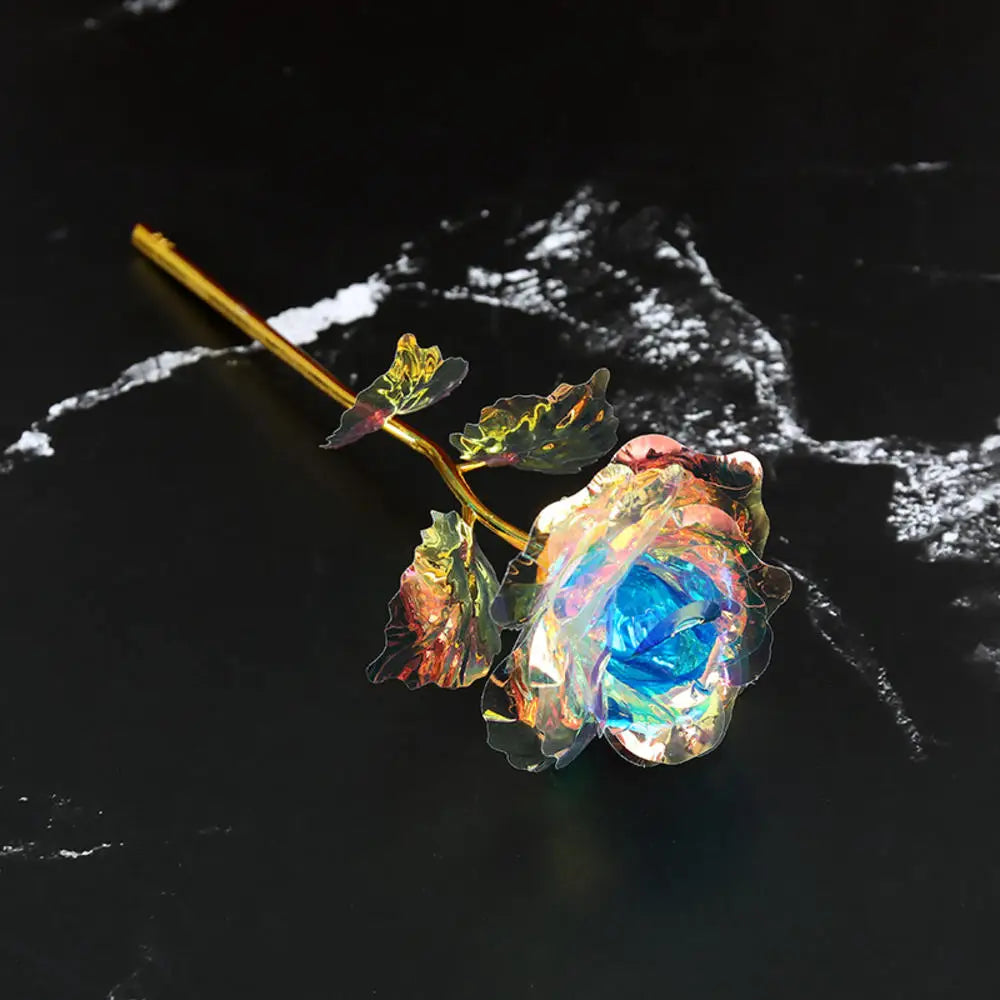 Multi-Color Gold Plated Rose Flower Romantic Valentine’s Day Mother's Day Gift Garden Decoration Flower Decoration Oasis Select blue 1