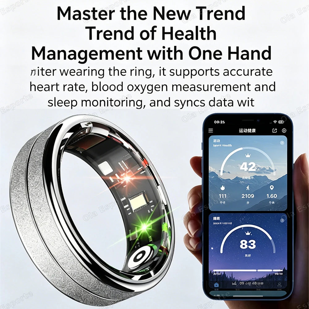 AI Smart Ring – Heart Rate, SpO₂ & Sleep Monitor | Waterproof