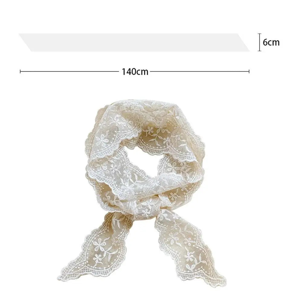 Summer Soft Lace Scarf Elegant Hollow Headband Korean Embroidery Hair Ribbon for Women Oasis Select