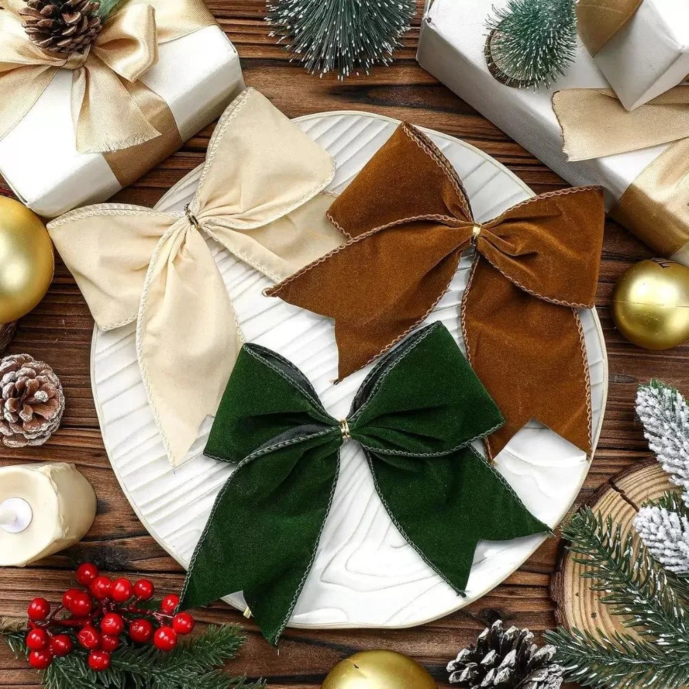 4-Pack Velvet Christmas Tree Bows – DIY Wreath Ribbon Décor