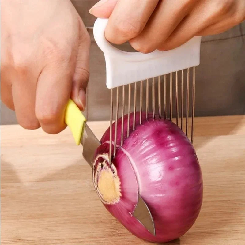 Stainless Steel Onion Holder Slicer Needle Fork Vegetable Fruit Slicer Tomato Cutting Holder Kitchen Tools Accessories Oasis Select