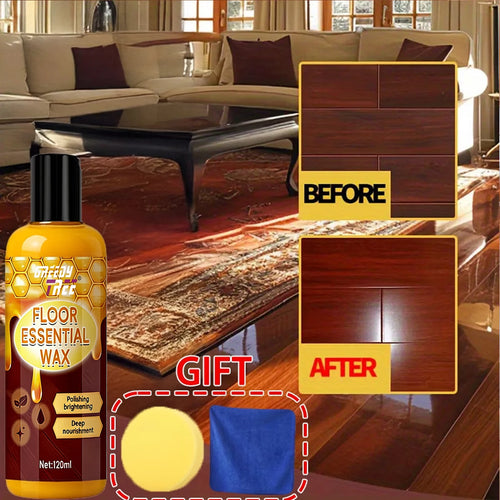 120ml Professional Floor Essential Wax Kit with Sponge & Towel - Wood Tile Hard Floor Polishing Brightening Deep Nourishment Oasis Select