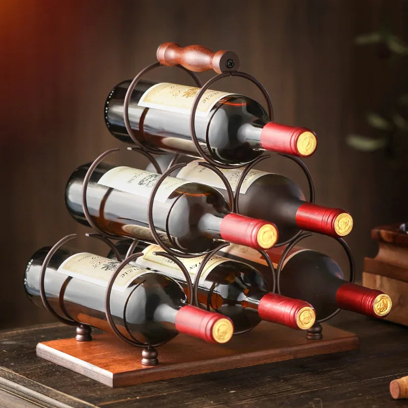 Creative red wine rack ornament Solid wood wine rack upside down red wine glass rack Home living room European wine cabinet Oasis Select