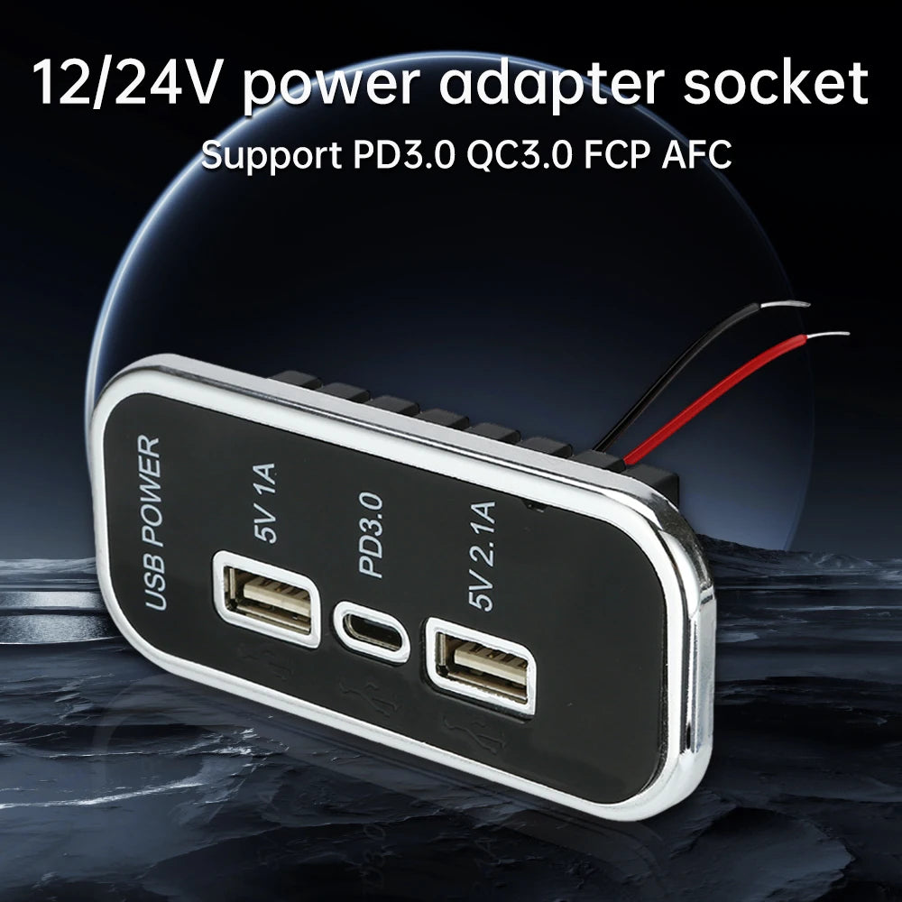 Quick Charger PD Dual USB Panel Car Charger Socket 3.1A 12V/24V USB Charger Outlet Power Adapter for Camper Caravan Accessories Oasis Select