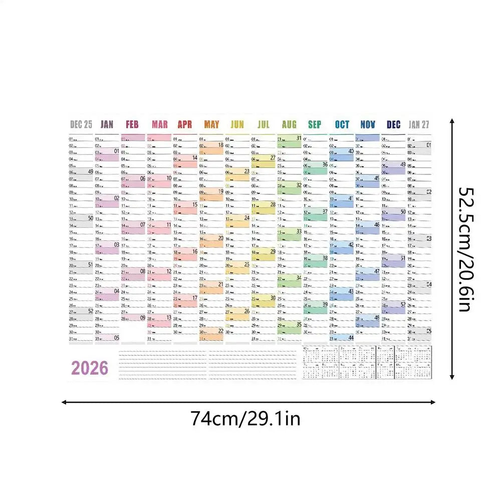 2026 Plan Calendar 29 X 20 Inch Large Notebook with Tip Labels And Sticker Wall Decor Planner for Mental Study School Task Home Oasis Select 3