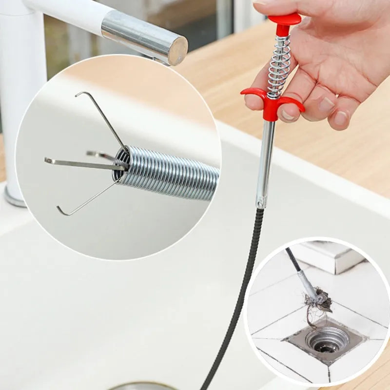 Plumbing Four-claw Hook Dredger Sewer Toilet Tool Manual Grab Hair Cleaning Clogging Pipe Dredging Clamp Household Supplies Oasis Select