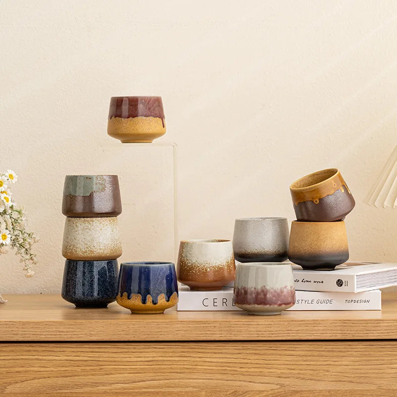1pcs Coarse Ceramic Espresso Cup Creative Ceramic Water Cup Kiln Transformed Mug Light Luxury Retro High Aesthetic Value Oasis Select