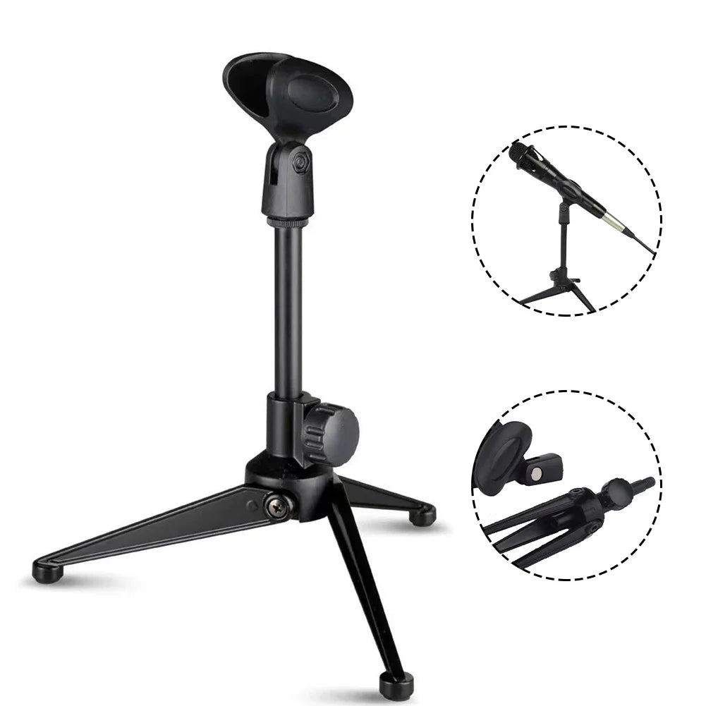Microphone Stands Desktop Tripods Mini Portable Table Stand Adjustable Mic Stand Mic Clip Holder Bracket Lightweight Brackets Oasis Select