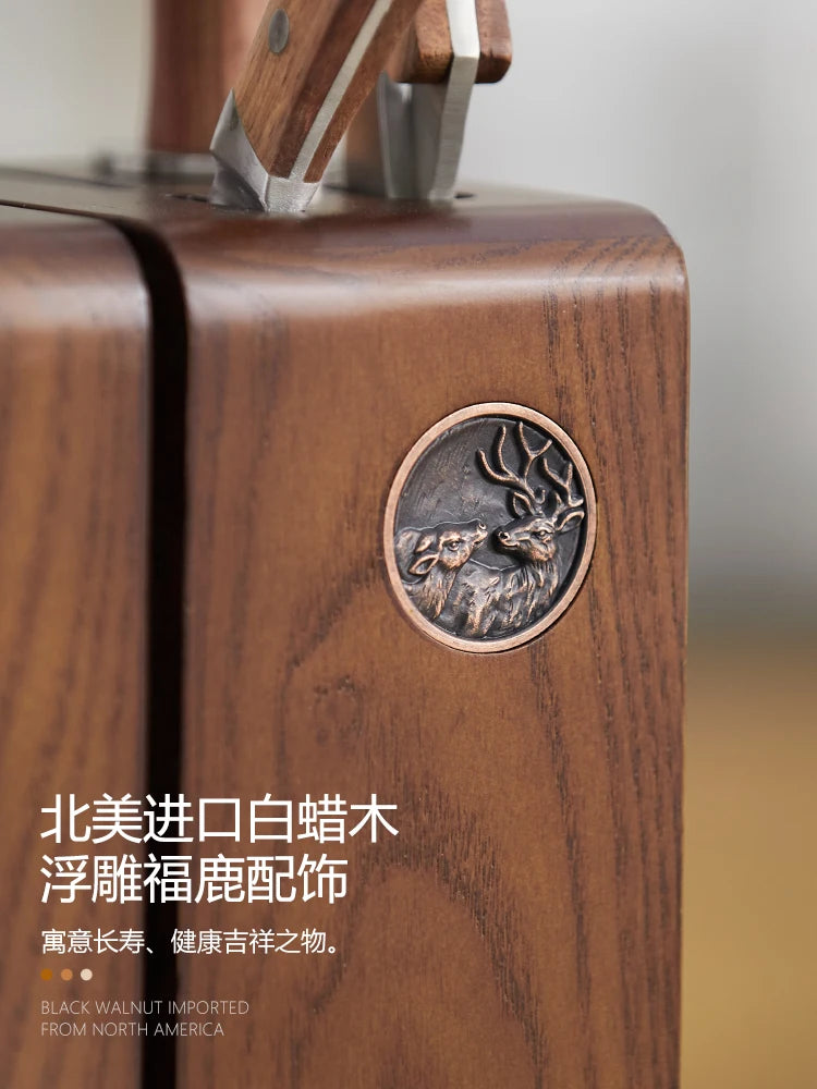 Kitchen countertop solid wood knife storage rack Household knife base Ventilation mould proof drainage knife rack knife case Oasis Select