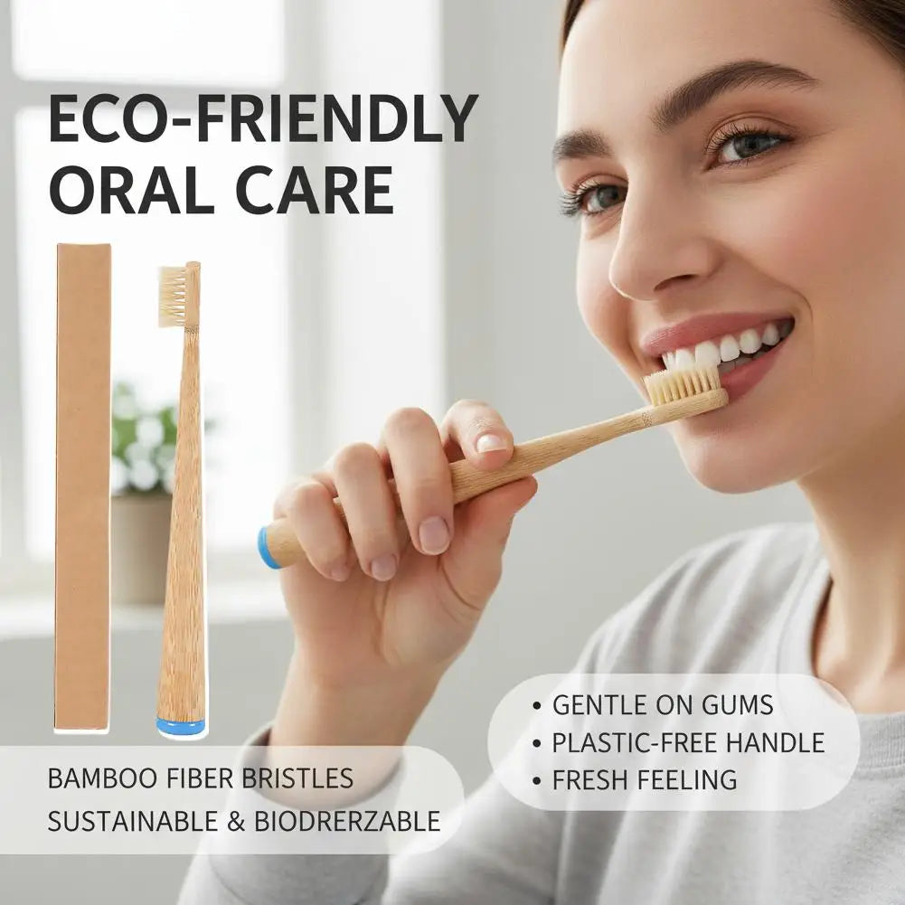 Natural Bamboo Toothbrush – Soft Boar Bristles, Plastic-Free Bamboo Toothbrush Oasis Select