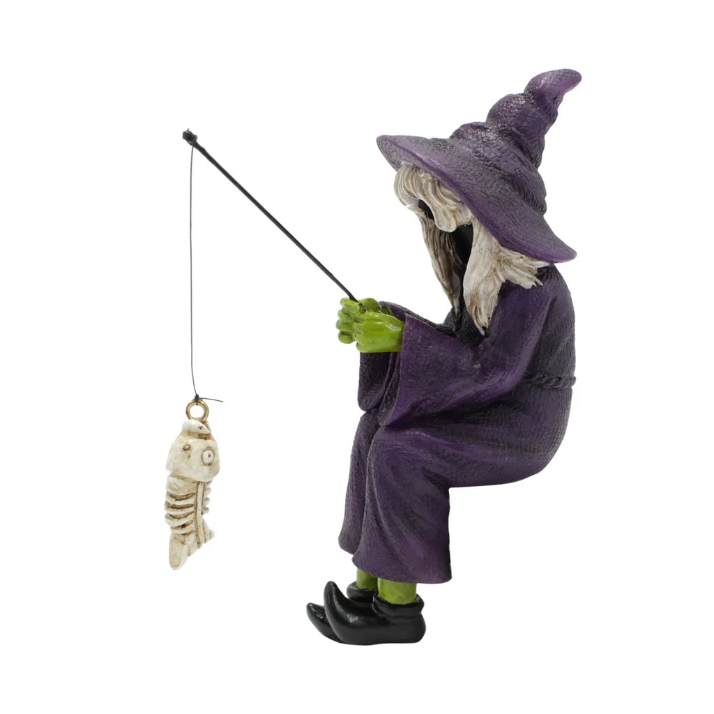 Halloween and Ghost Festival Fishing Witch Resin Handicraft Display Fishing Fish Tank Display Decoration Oasis Select