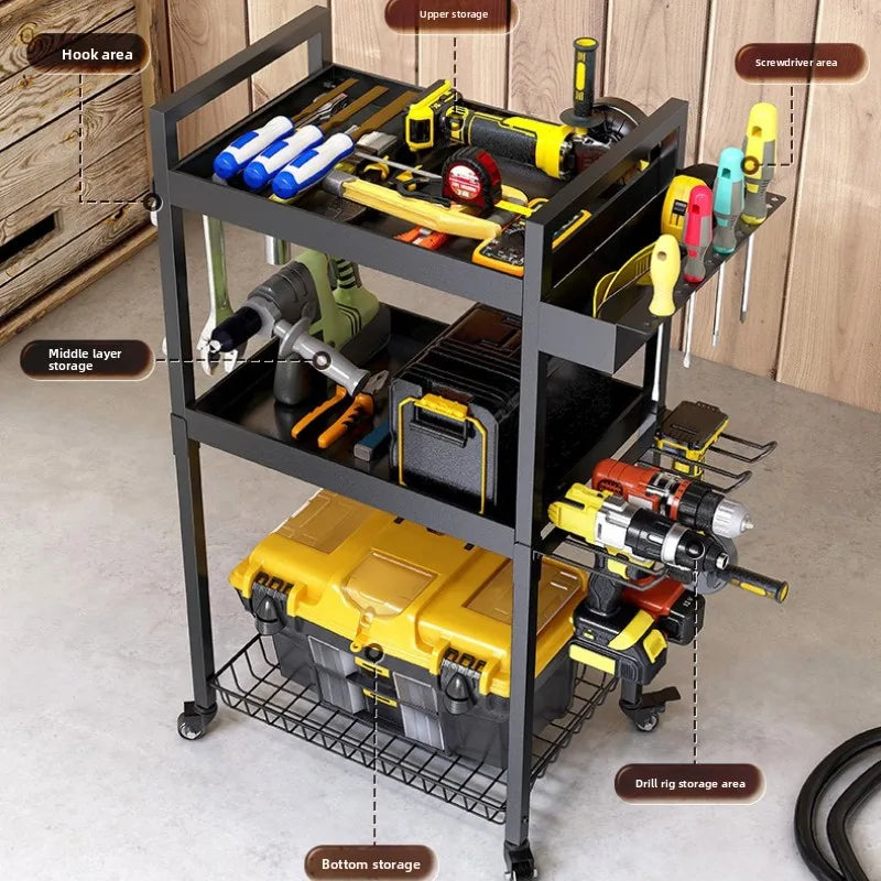 Floor tool storage rack wrought iron hand drill screwdriver tool holder mobile charging drill storage rack Oasis Select
