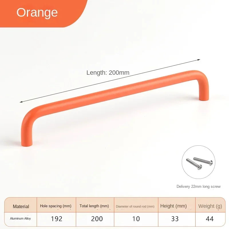 Colorful Kitchen Cabinet Handles 128mm Knobs and Handles for Drawer Cupboard Children's Room Closet Pull Furniture Handle Oasis Select Orange 192mm 1pc