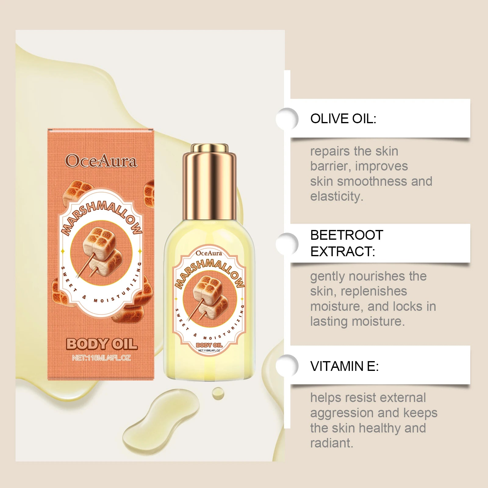 OceAura Strawberry Body Massage Oil – Moisturizing & Relaxing Body Massage Oil Oasis Select