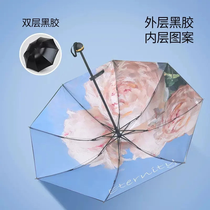 Sun Umbrella UV Protection Sunblock Double Sunshade Umbrella Both Rain and Shine Vinyl Umbrella Oasis Select 3