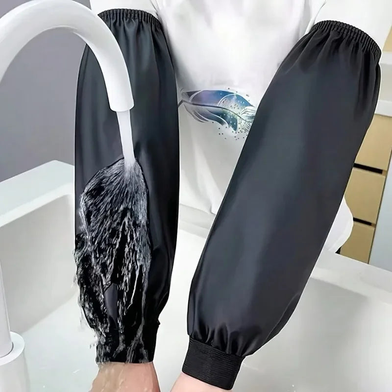 2pcs Heavy-Duty Black Faux Leather Arm Sleeves - Waterproof & Oil-Resistant for Kitchen, Occupational Work & Industrial Use Oasis Select
