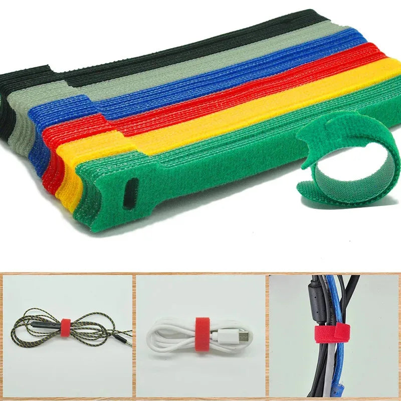 10-100pcs Releasable Cable Ties Wire Organizer Black 15cm Nylon Hook Loop Straps Wrap Zip Bundle Bandage Tie Plastics Fastening Oasis Select