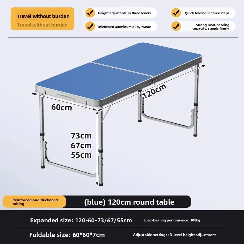 Folding table stall folding outdoor portable lifting work table camping picnic night market folding table and chairs Oasis Select Blue 120-60cm-A