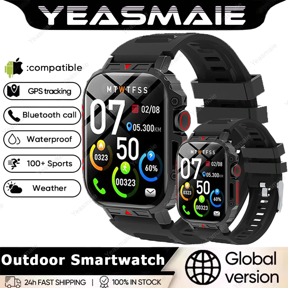 Rugged Military Smart Watch 1.95" Bluetooth Fitness Tracker