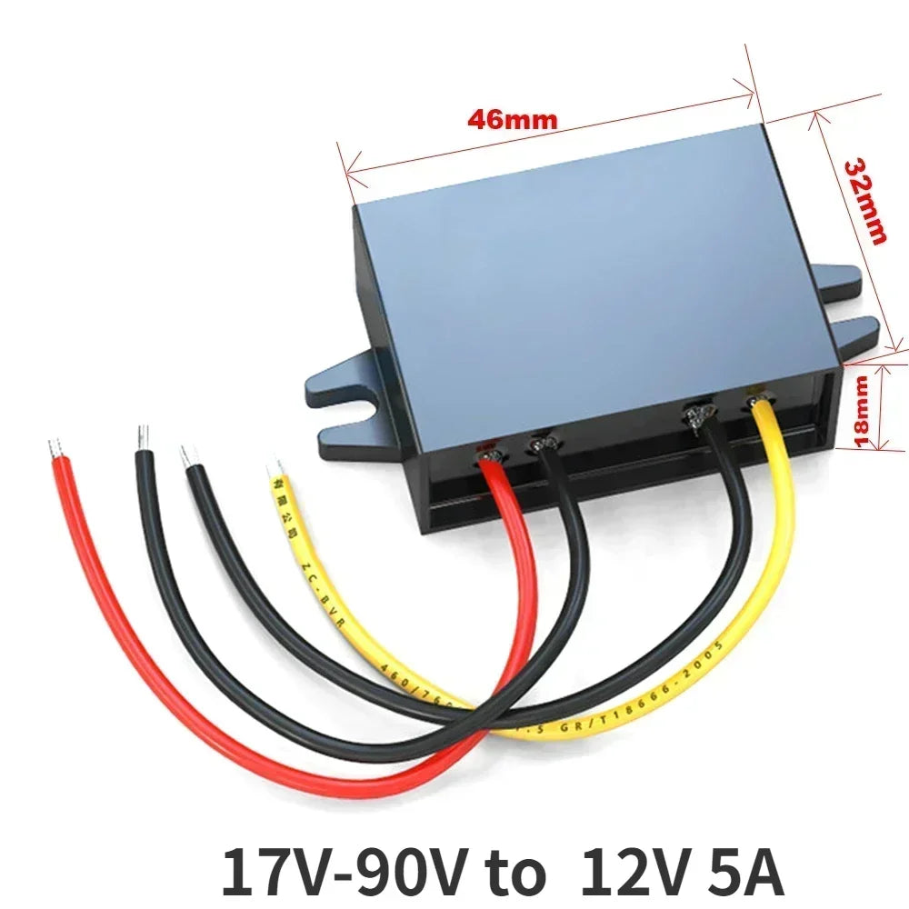 20V-90V to 12V 8A-15A automotive voltage regulator DC DC converter 24V36V48V60V72V to 12V Step Down Transformer Car Power Supply Oasis Select 17-90V to 12V 5A 17V(20V)-90v 12V