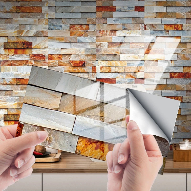Wall Stickers Home Renovation Crystal Tiles Self-adhesive Flooring Kitchen Oil Resistant Decorative Tiles Material PVC Oasis Select KIT046 10 x20cm-12 pieces